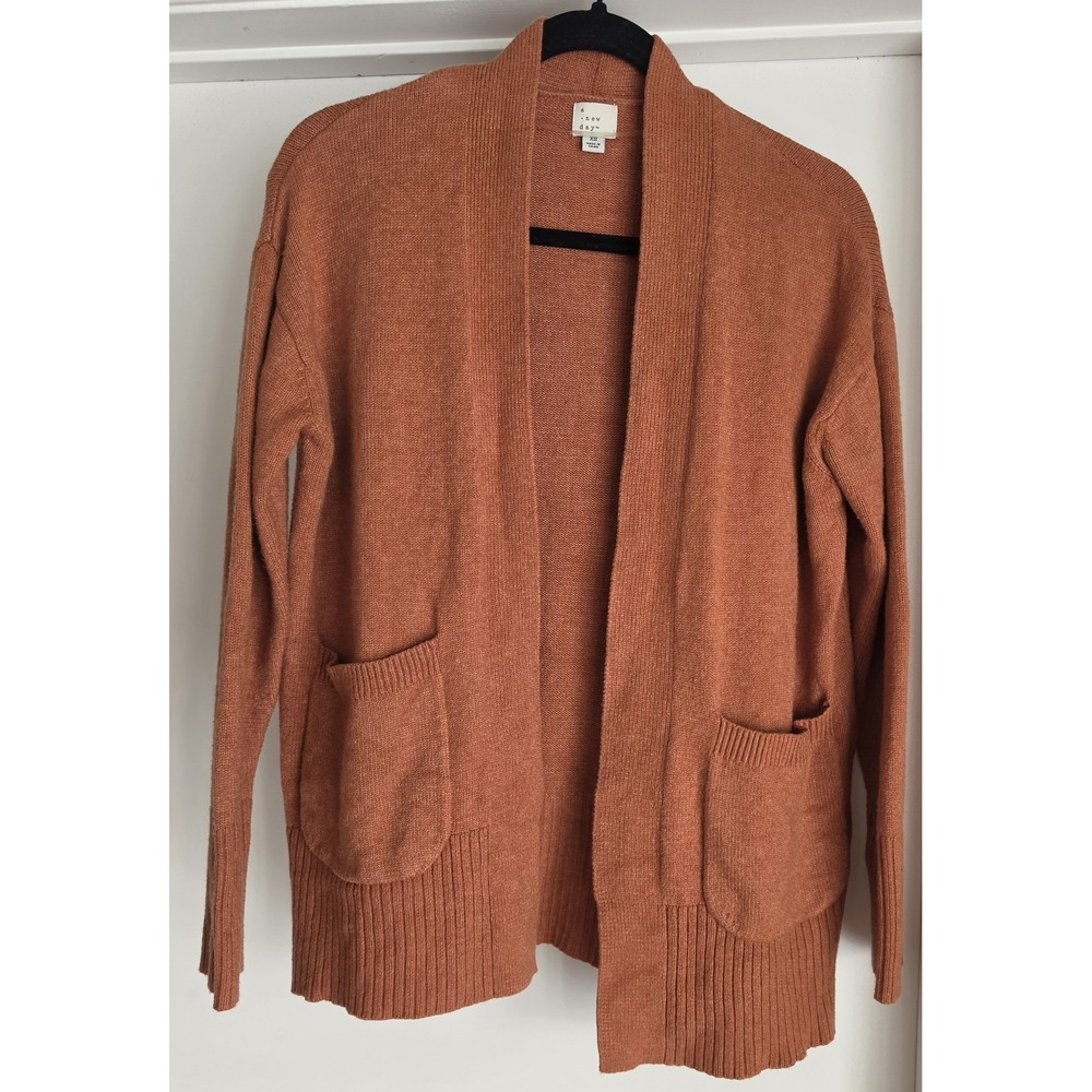 A New Day Cardigan XS Rust Solid Collared Long Sleeve Women Sweater Wrap